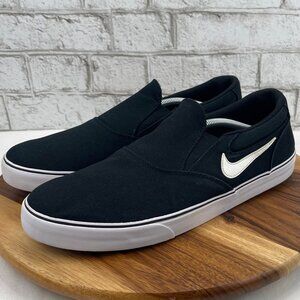 Nike SB Chron 2 DM3495-001 Mens 14 Black White Canvas Slip On Skate Shoes